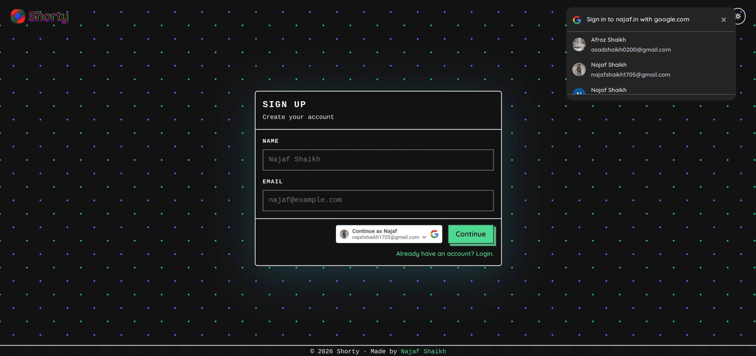 NAuth project interface